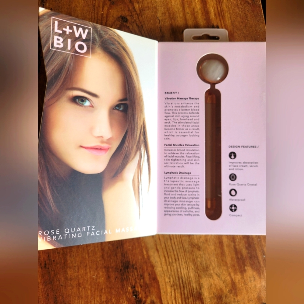 NEW Luxe + Willow Bio Rose Quarts Vibrating Facial Massager